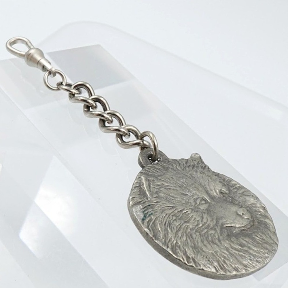Vintage 1983‎ Rawcliffe Pewter I Love My Keeshond Dog Keychain Pet Lover - Picture 6 of 10